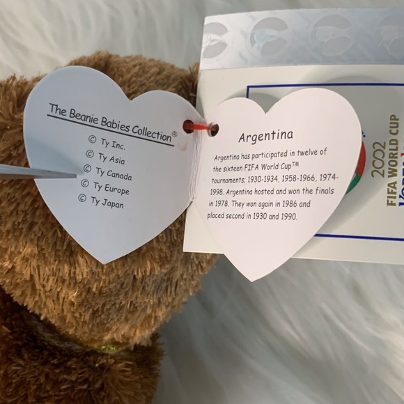 Ty (15)FIFA World Cup KoreaJapan Champion Brown and Gold Stuffed Animal Bear - Picture 2 of 10